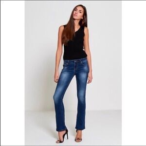 Washed denim stretch jeans